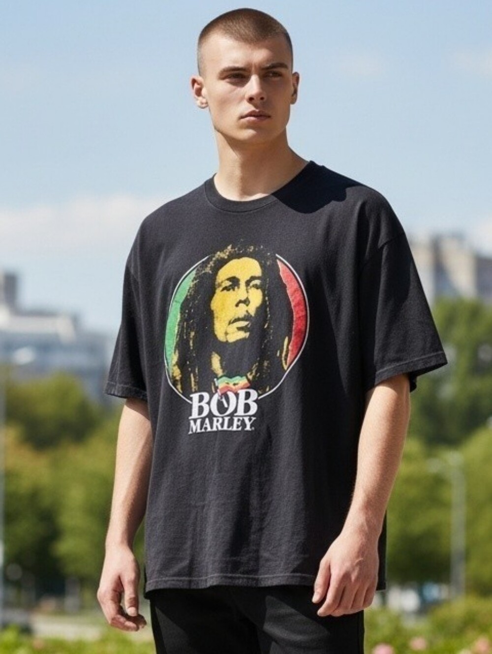Bob Marley Graphic Black Short-Sleeve Tee